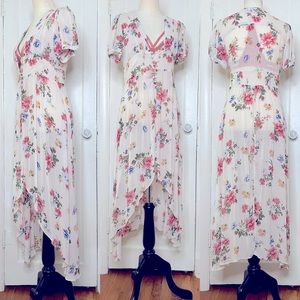 Sheer Cream Floral Print Dress
